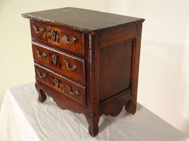 Louis XV 18th Century French Miniature Chest of Chestnut For Sale