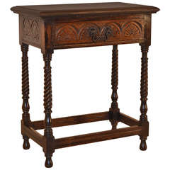 19th Century English Oak Side Table with Single Drawer
