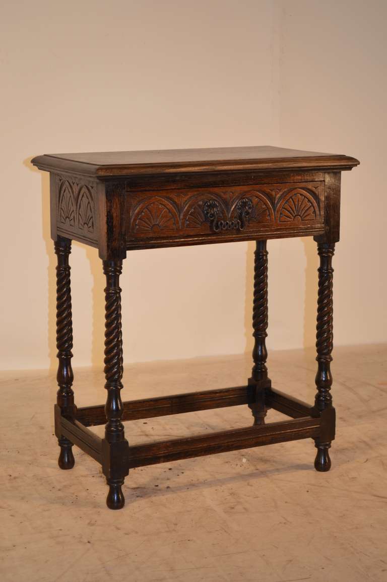 19th Century English Oak Side Table with Single Drawer
