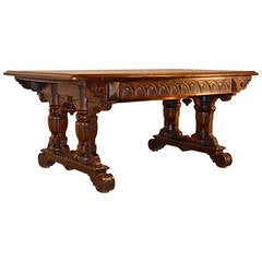 19th Century English Oak Library Table