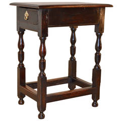 Antique English Oak Side Table, circa 1720
