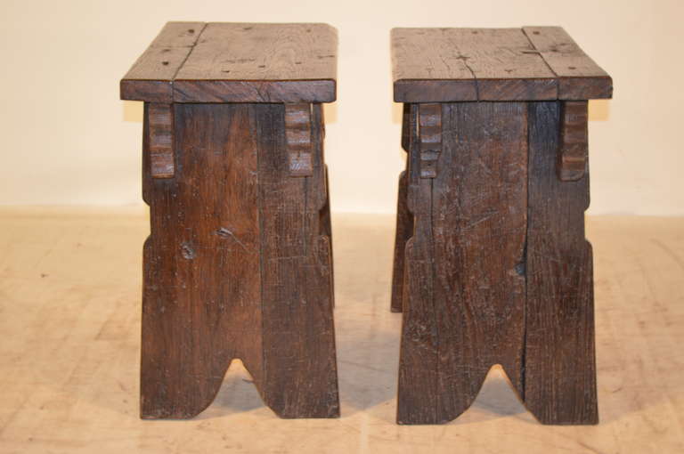 18th Century and Earlier 18th Century Pair of Bog Oak Benches