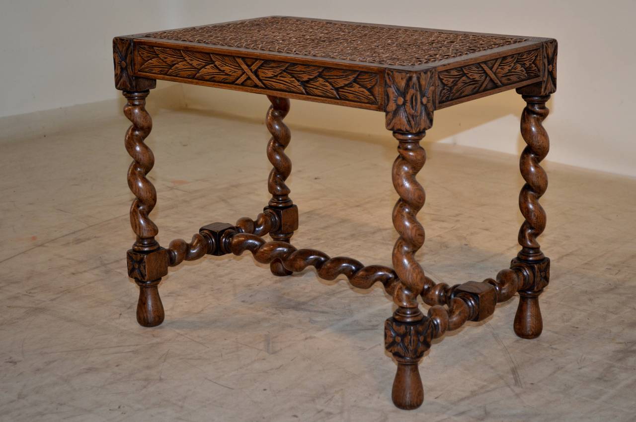 19th Century French Oak Carved Stool