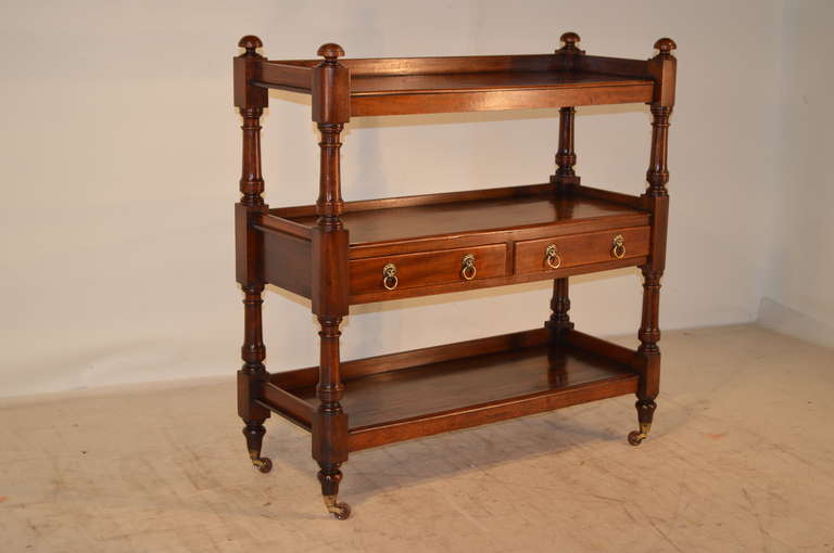 Victorian 19th Century English Mahogany Dumbwaiter with Two Drawers