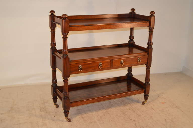19th Century English Mahogany Dumbwaiter with Two Drawers In Good Condition In High Point, NC