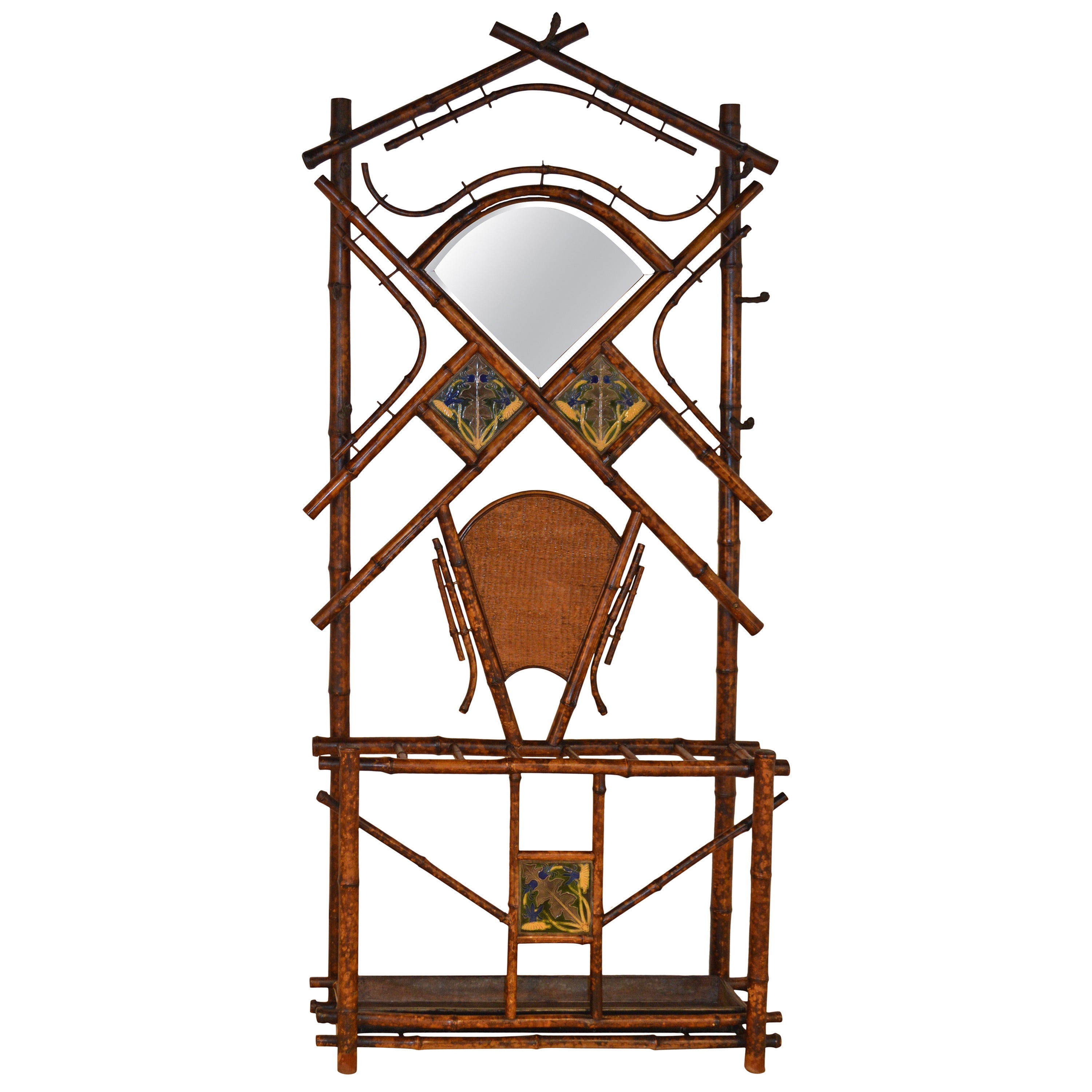 19th Century French Bamboo Hall Stand