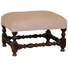 Late 19th Century English Oak Upholstered Stool