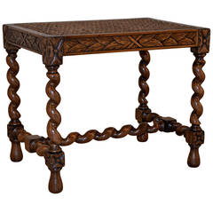 19th Century French Oak Carved Stool