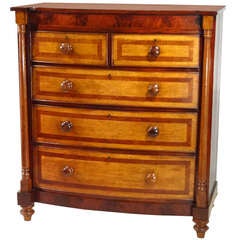 Antique 19th-c. English Banded Bow Front Chest