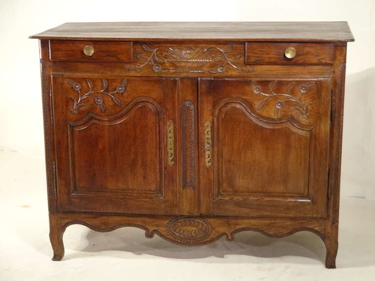 18th-C. French Walnut Carved Buffet