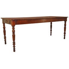 Antique 19th-C. French Elm Top Farm Table