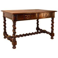 19th Century French Walnut Library Table