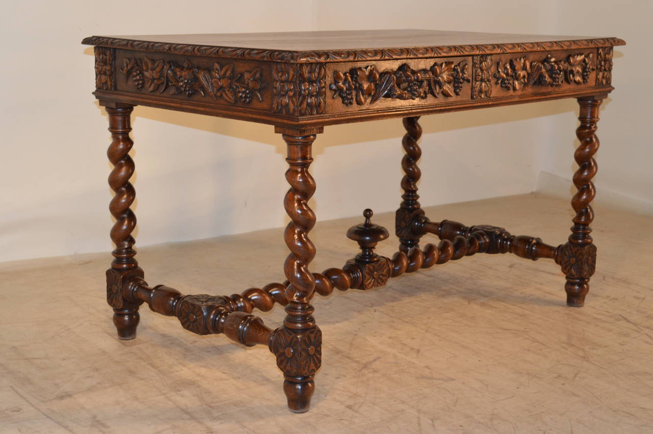 19th Century Exquisitely Carved French Library Table