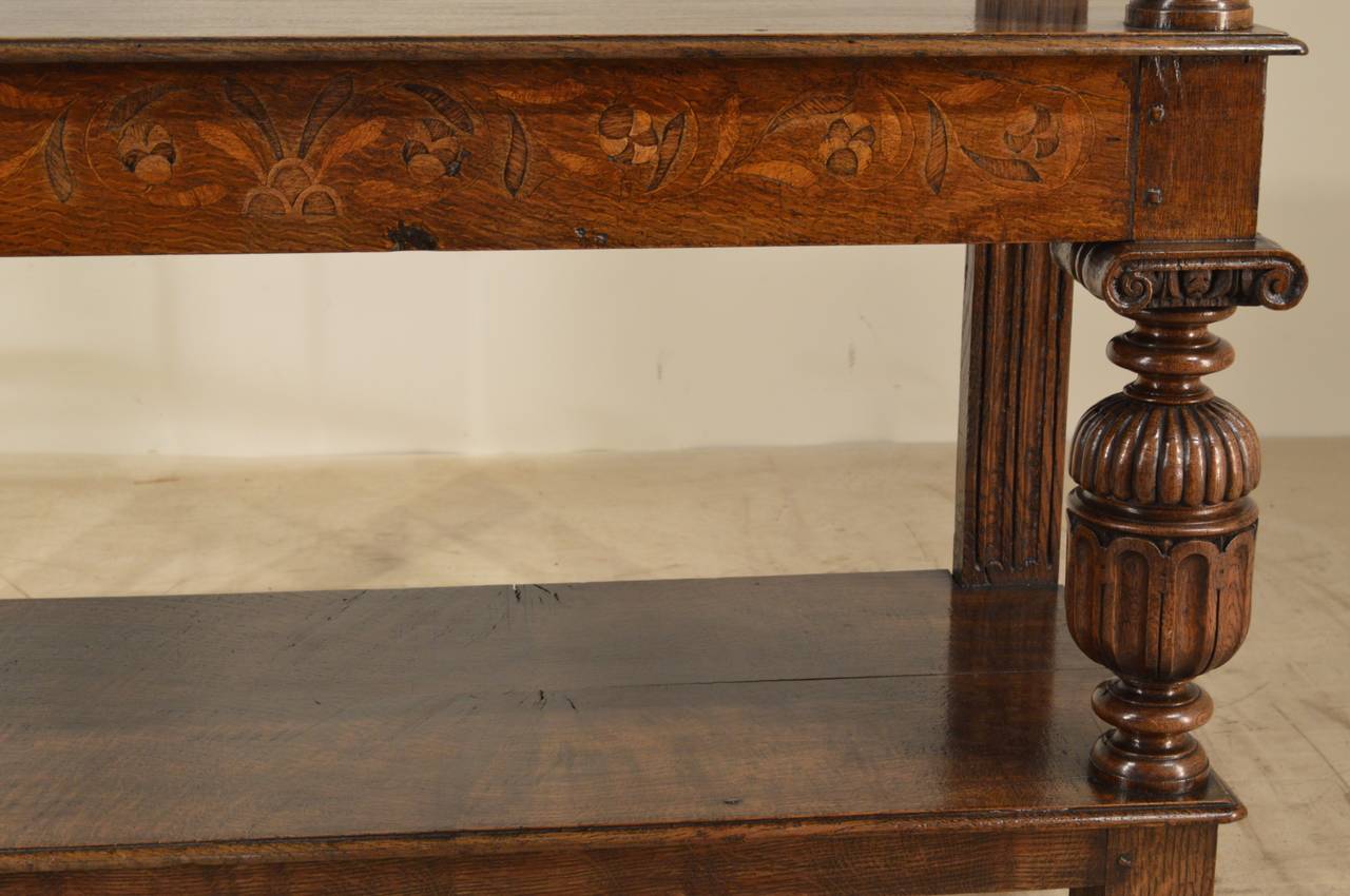 19th Century Welsh Oak Inlaid Buffet In Good Condition For Sale In High Point, NC