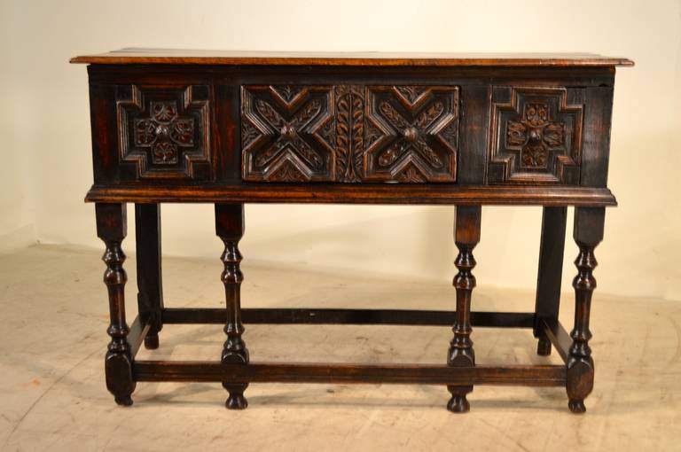 17th Century English Oak Geometric Sideboard In Good Condition In High Point, NC