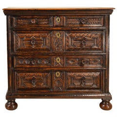 Dated 1612 A.D. Carved English Oak Chest