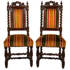 Antique 19th Century Pair of French Carved Chairs