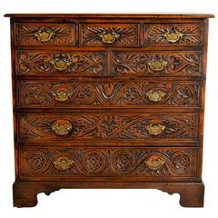 Mid-18th Century English Oak Carved Chest