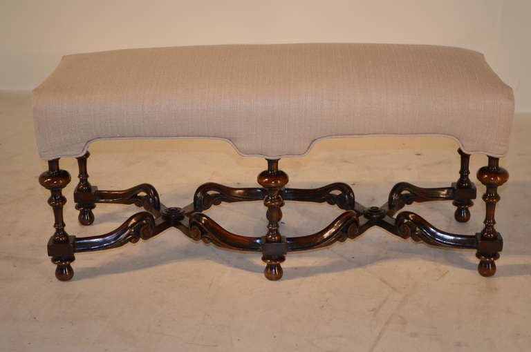 19th-c. English Mahogany Trumpet Leg Bench