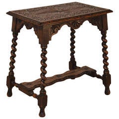 19th-c. English Oak Carved Side Table