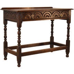 Antique 17th-c. English Oak Carved Side Table