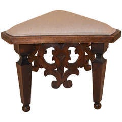 19th-c. English Oak Upholstered Stool