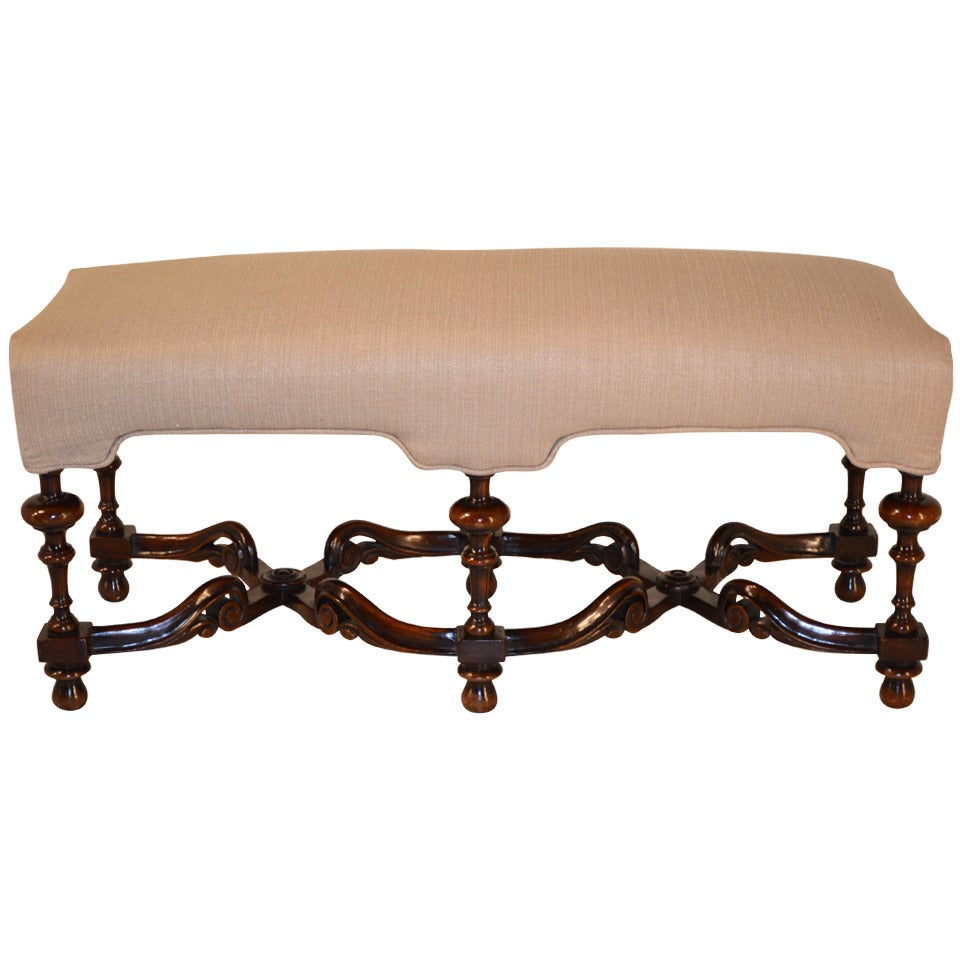 19th-c. English Mahogany Trumpet Leg Bench