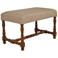 19th-C. English Upholstered Bench
