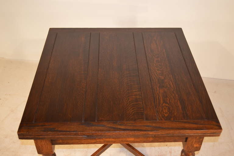 Edwardian C.1900 English Oak Draw Leaf Table