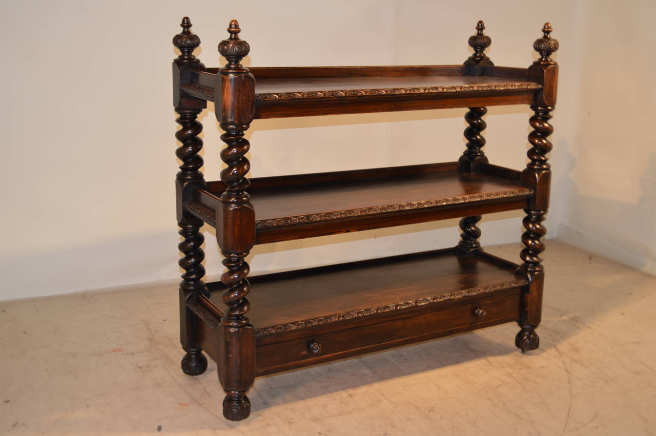 19th Century English Oak Twist Trolley 4