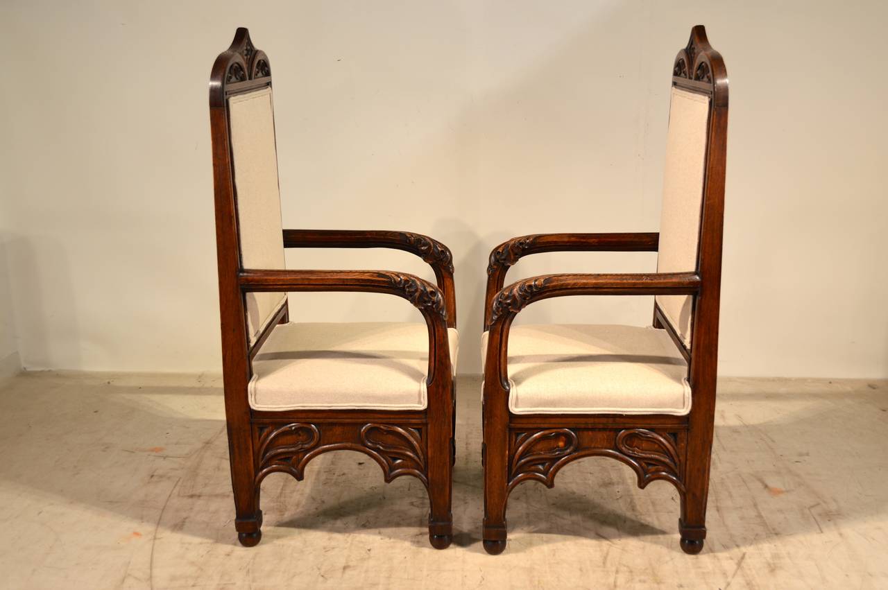 Gothic Revival 19th Century Pair of Gothic Armchairs For Sale