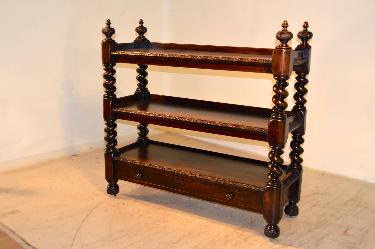 19th Century English Oak Twist Trolley In Excellent Condition In High Point, NC
