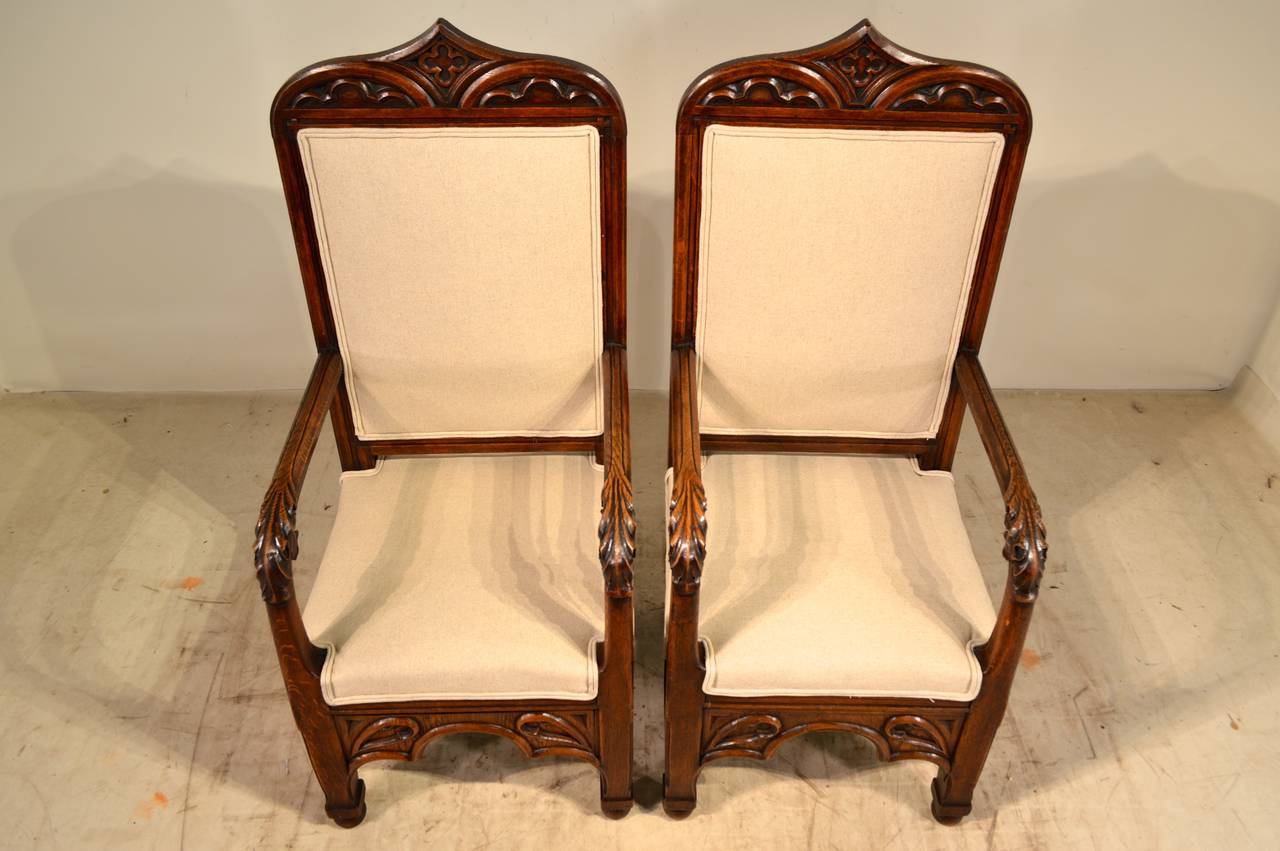 19th Century Pair of Gothic Armchairs In Good Condition For Sale In High Point, NC