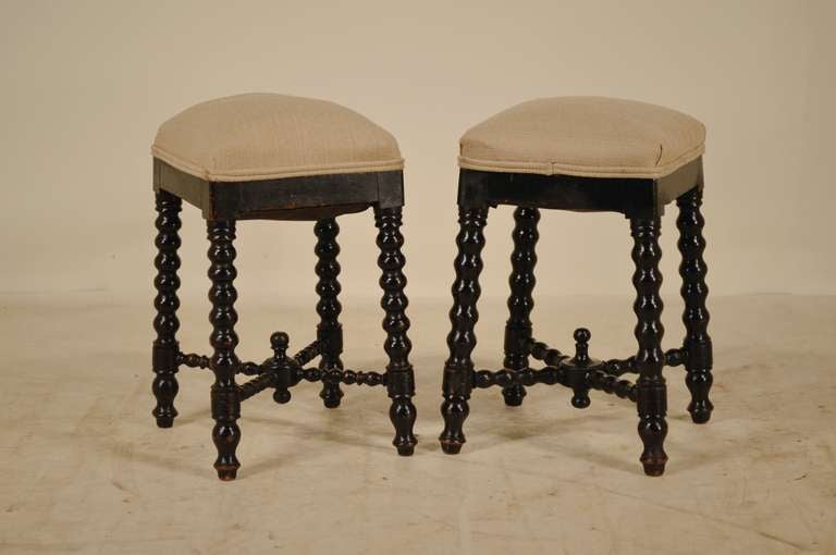 19th Century Pair of English Turned Stools
