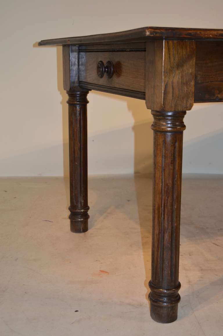 19th Century English Farm Table with Column Legs In Good Condition In High Point, NC