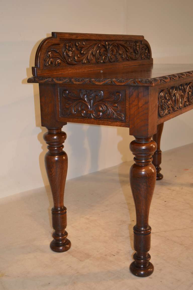Victorian 19th Century English Carved Hall Table