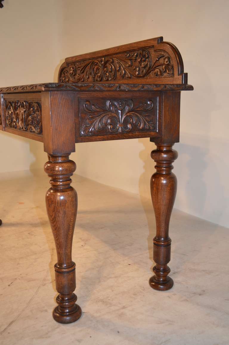 19th Century English Carved Hall Table In Excellent Condition In High Point, NC