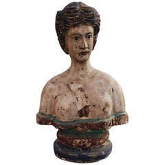 19th Century Wooden Bust 5