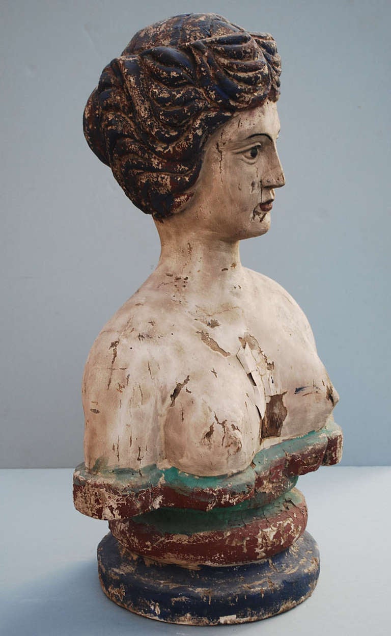 French 19th Century Wooden Bust