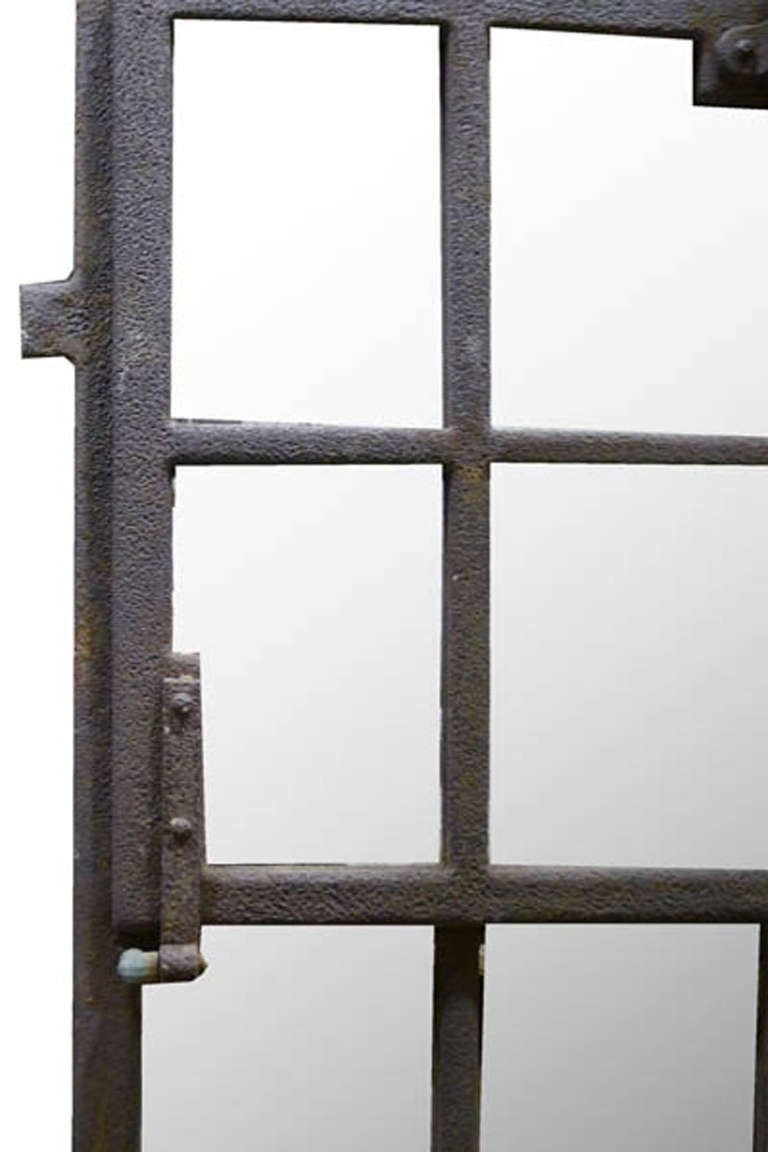19th Century Cast Iron Window Frame as Mirror In Fair Condition In Casteren, NL