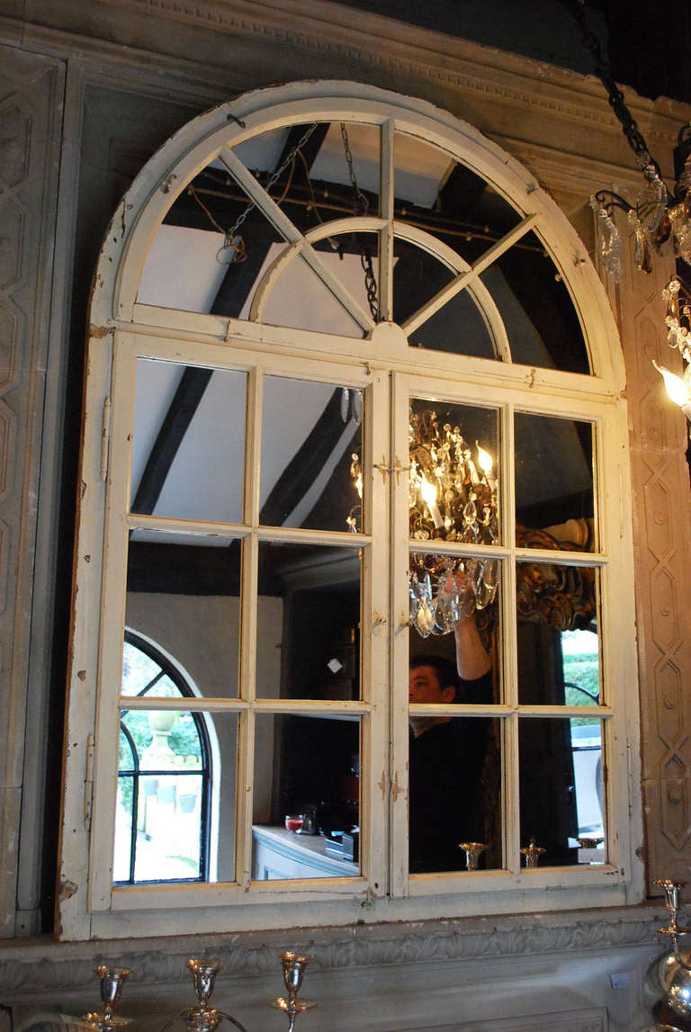 Dutch 20th Century Wooden Window Frame as Mirror