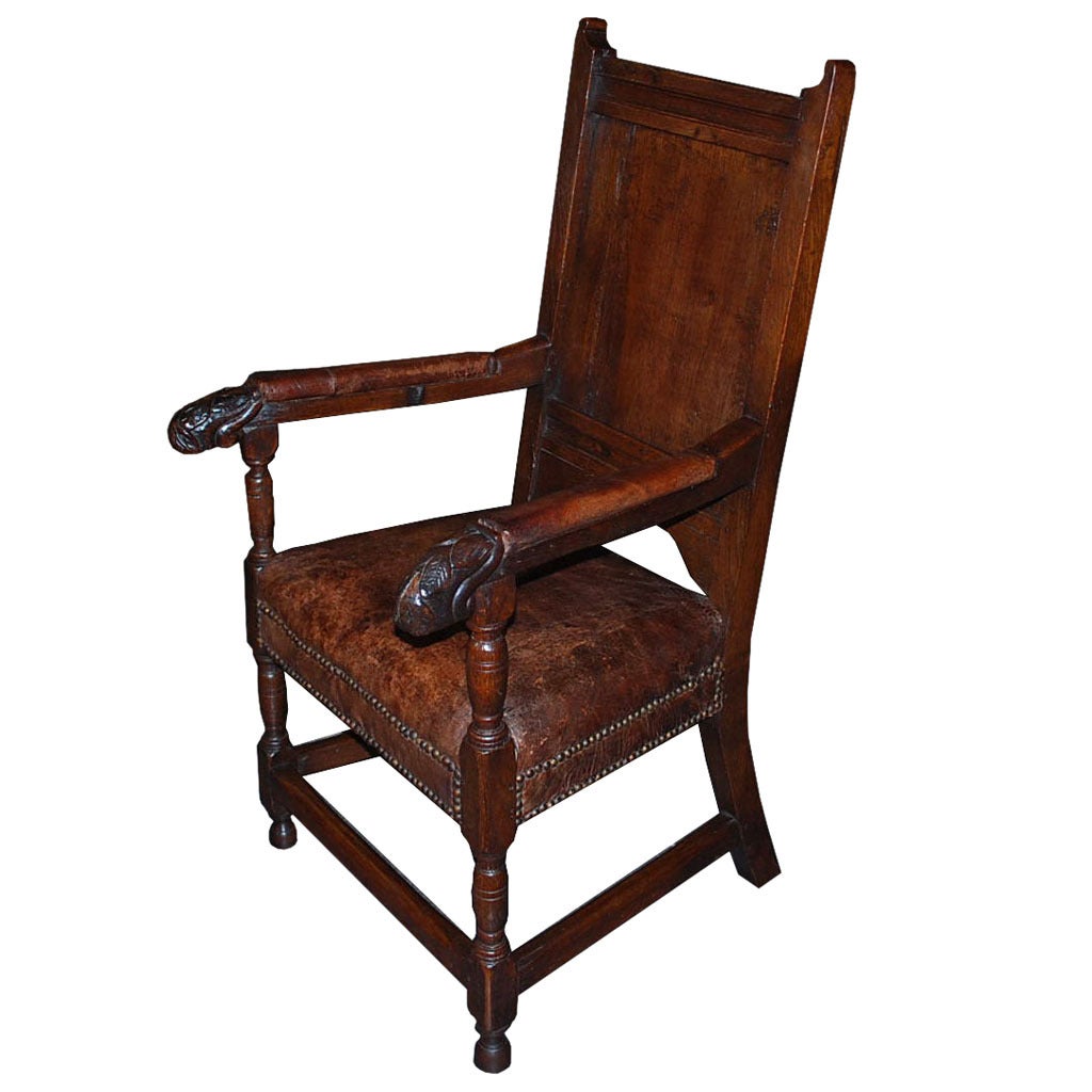 18th Century Oakwood Armchair/Ladychair For Sale