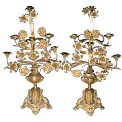 19th C. Pair Of Fire Gilded Candleholder