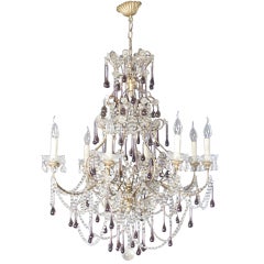 19 th century Italian chandelier with crystal and amethyst
