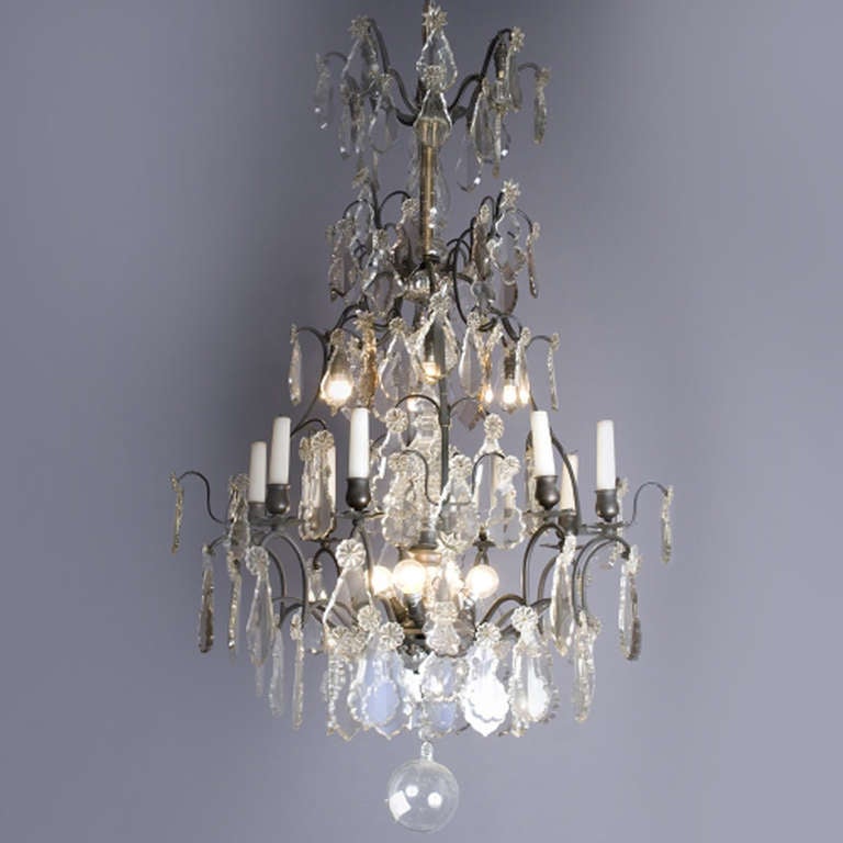 19th Century Crystal Chandelier with Lights and Candles For Sale at 1stdibs