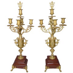 Pair of 19th c. Bronze Gilded Candlesticks