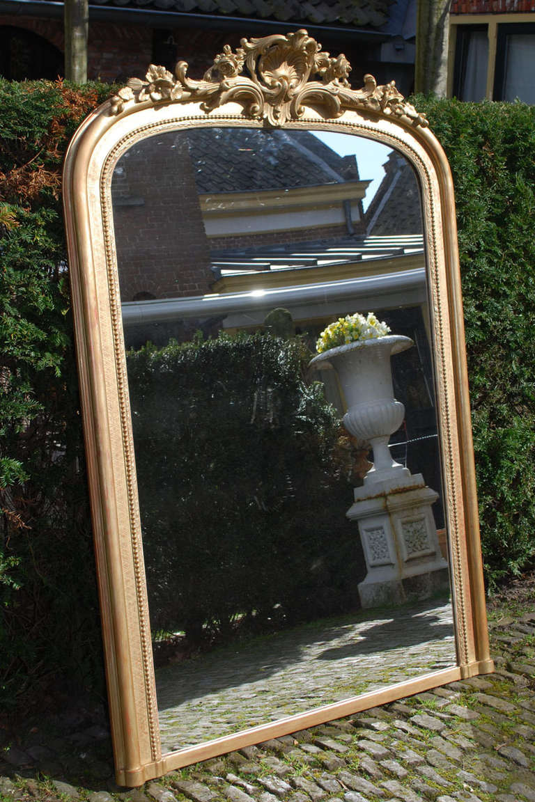 Baroque Large 19th Century Gold Gilded Mirror