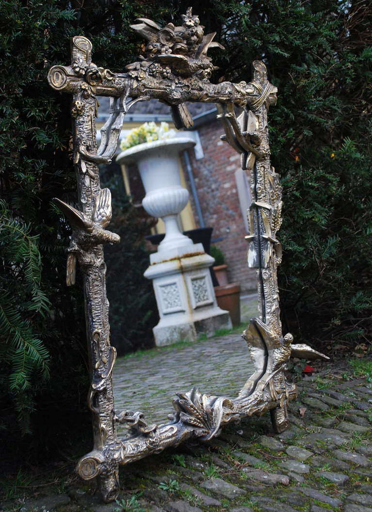 Swiss Early 20th c. Black Forrest Mirror