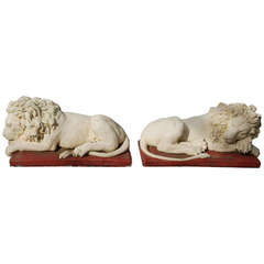 Pair of 20th Century Lion Garden Ornaments