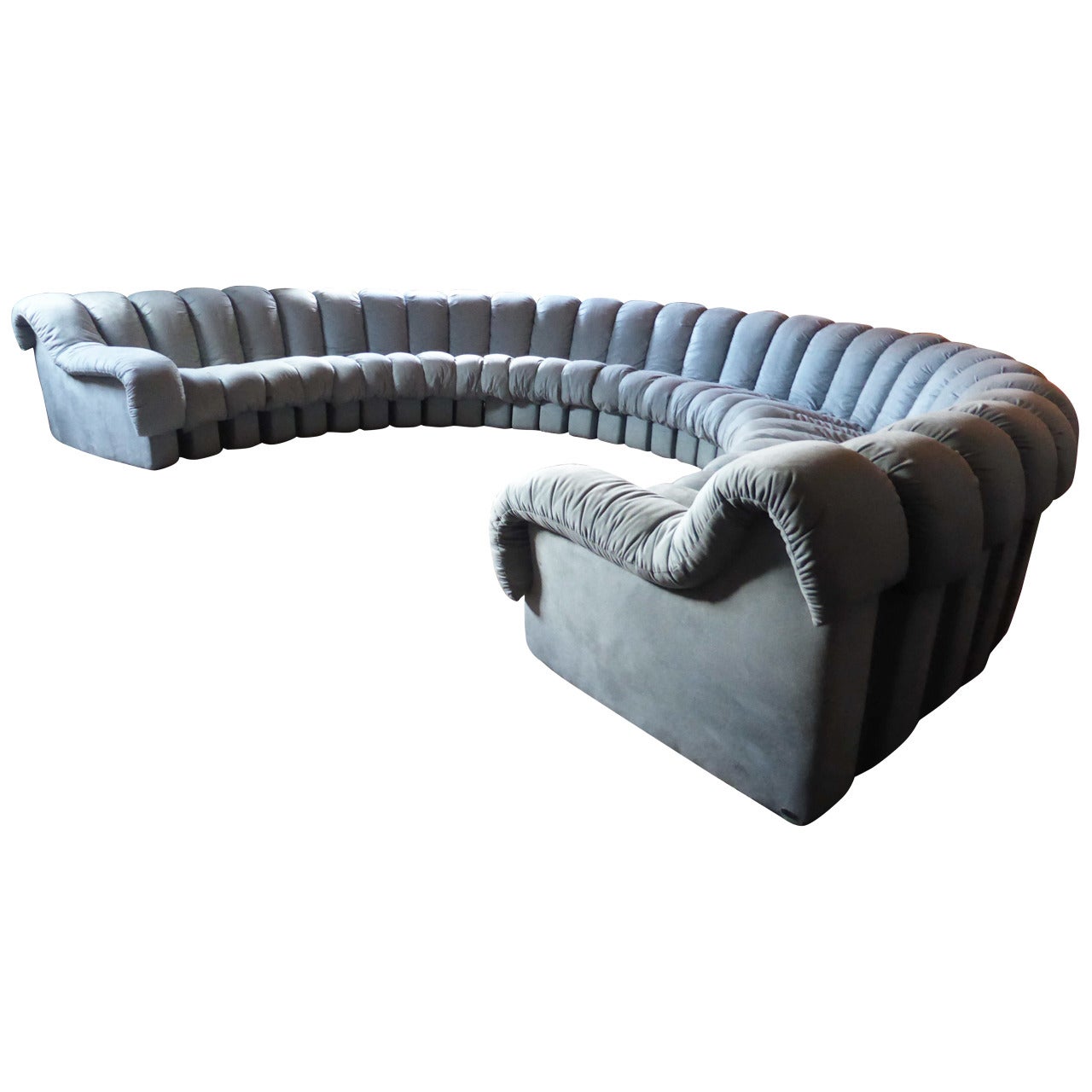 Iconic De Sede DS 600 "Non-Stop" Modular Blue Suede Leather Sofa